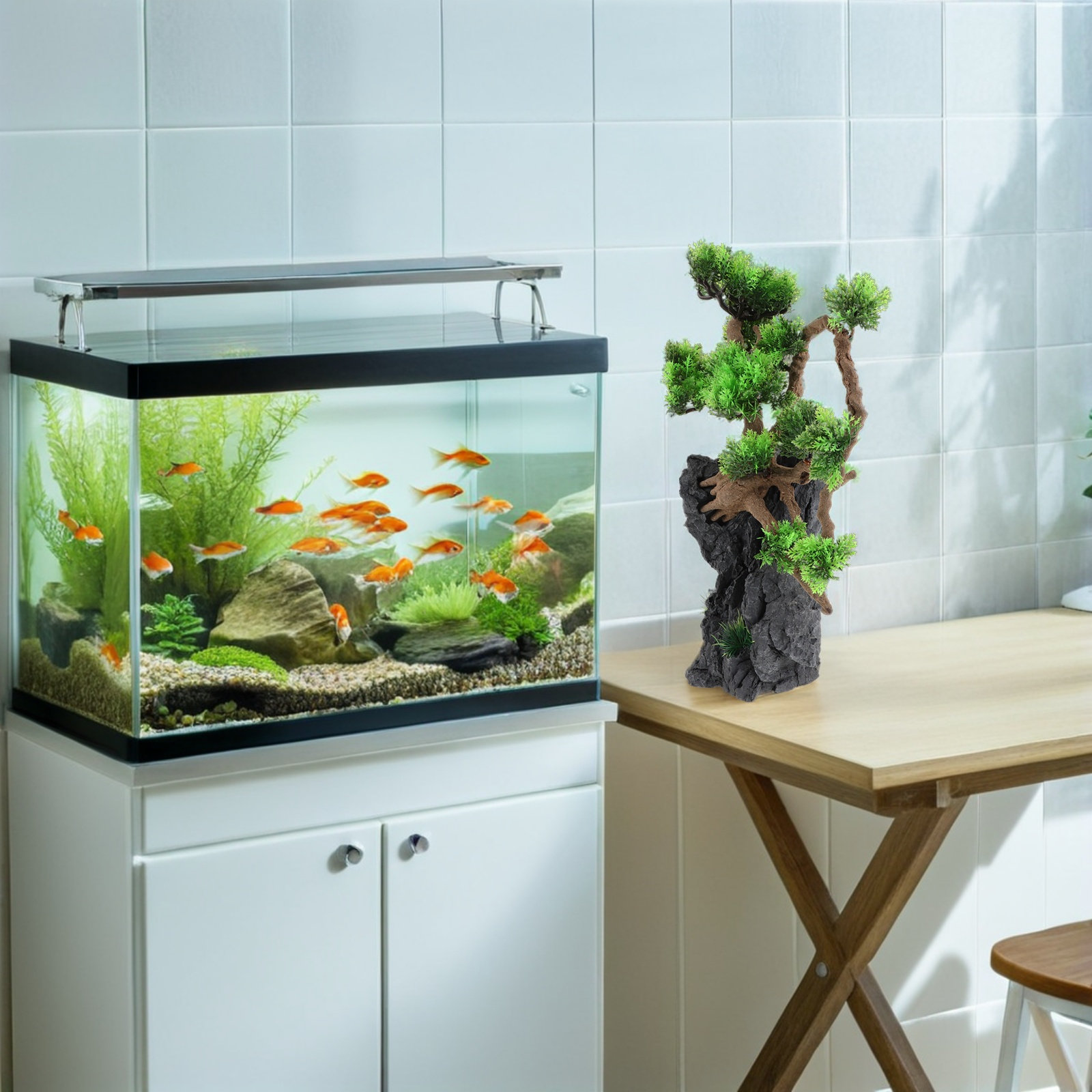 Planted Aquarium For Goldfish - Sztuczne drzewko akwariowe, dekoracja o wysokim
